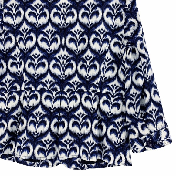 Ellen Tracy Ikat Inspired Peplum Style Blazer Jacket Blue White Black St… - Picture 9 of 16